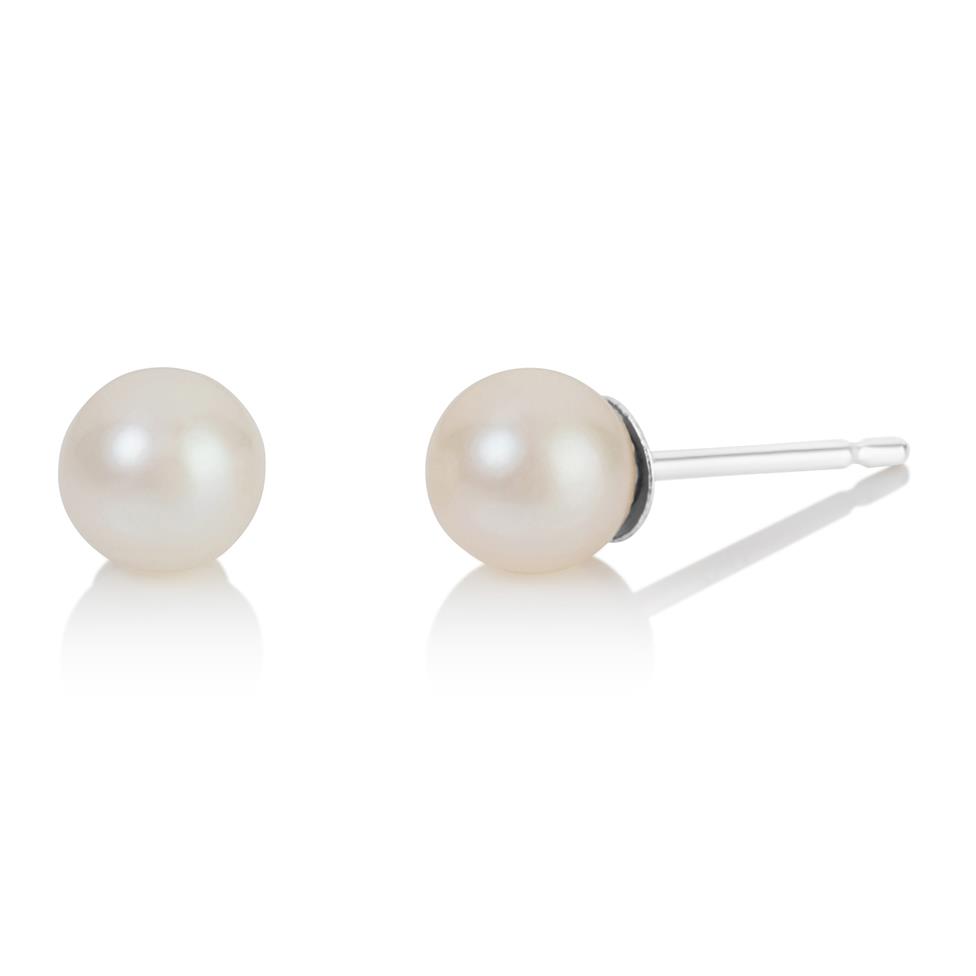 18ct White Gold Freshwater Pearl Stud Earrings 4mm Thumbnail Image 0