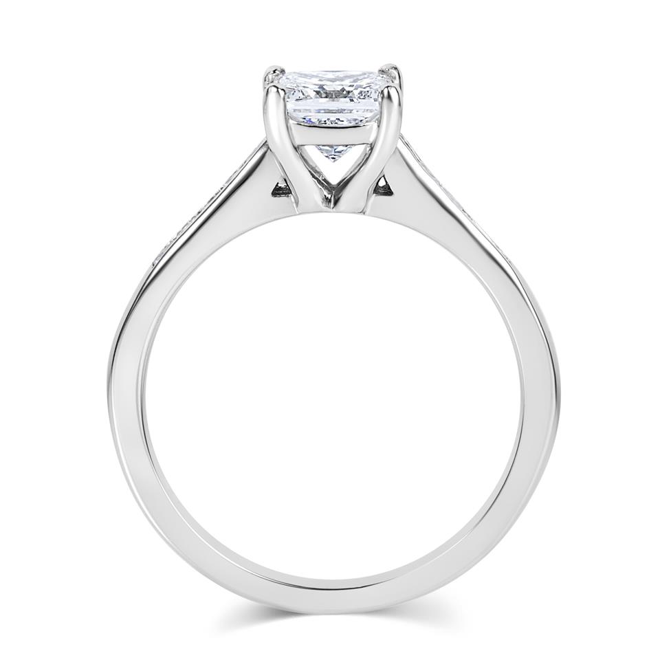 Platinum Princess Cut Diamond Solitaire Engagement Ring Thumbnail Image 2