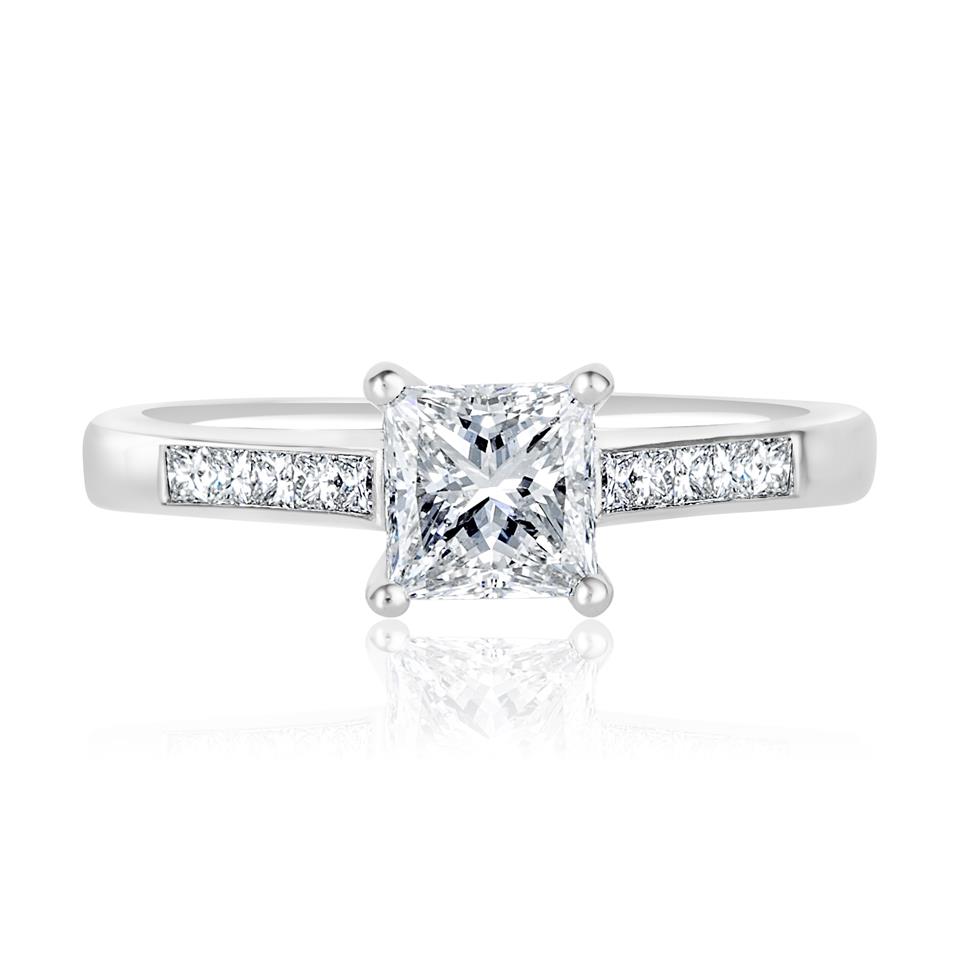 Platinum Princess Cut Diamond Solitaire Engagement Ring Thumbnail Image 1