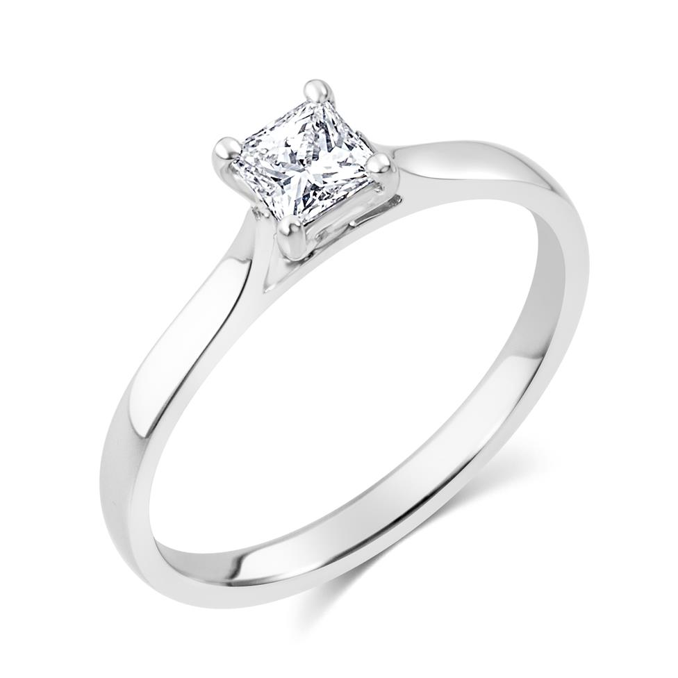 Platinum Classic Design Princess Cut Diamond Solitaire Engagement Ring 0.33ct Thumbnail Image 0
