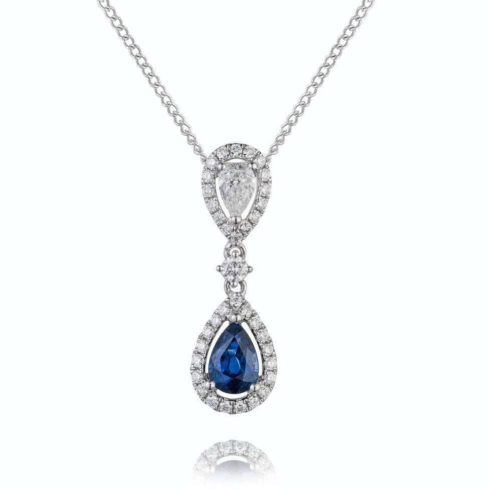 Pear Shape Sapphire and Diamond Pendant | Pravins