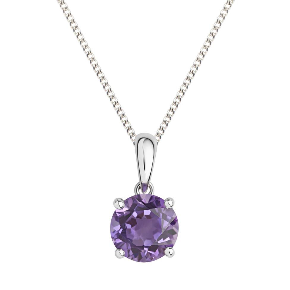 9ct White Gold Amethyst Solitaire Pendant Thumbnail Image 0