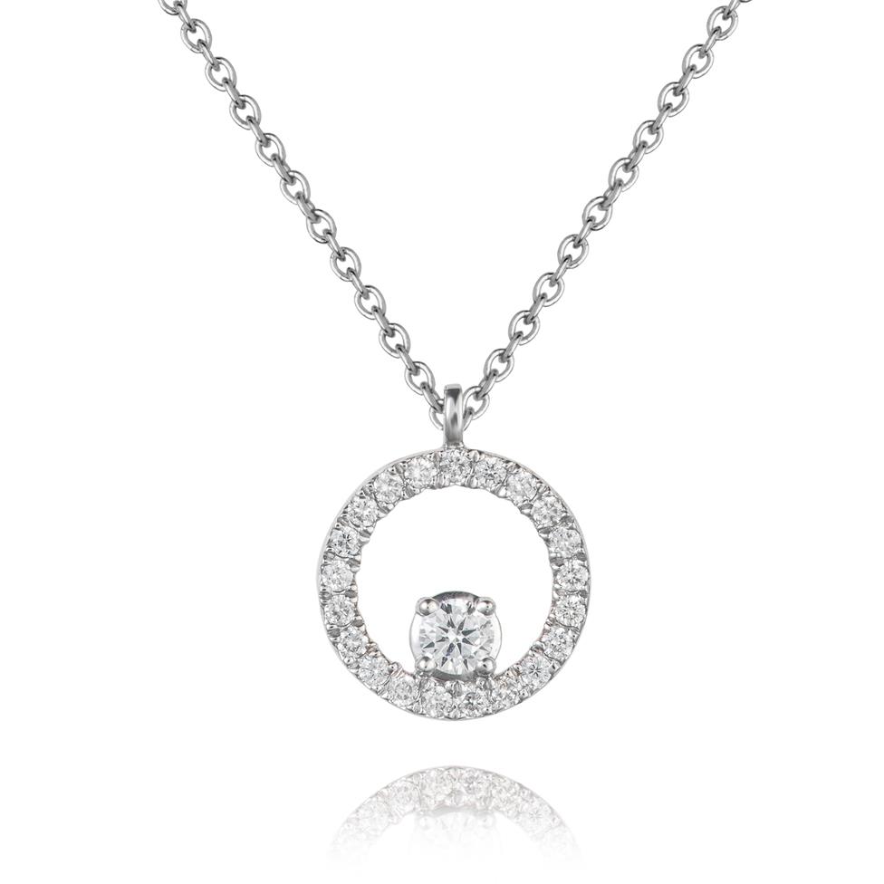 18ct White Gold Diamond Circle Necklace Thumbnail Image 0