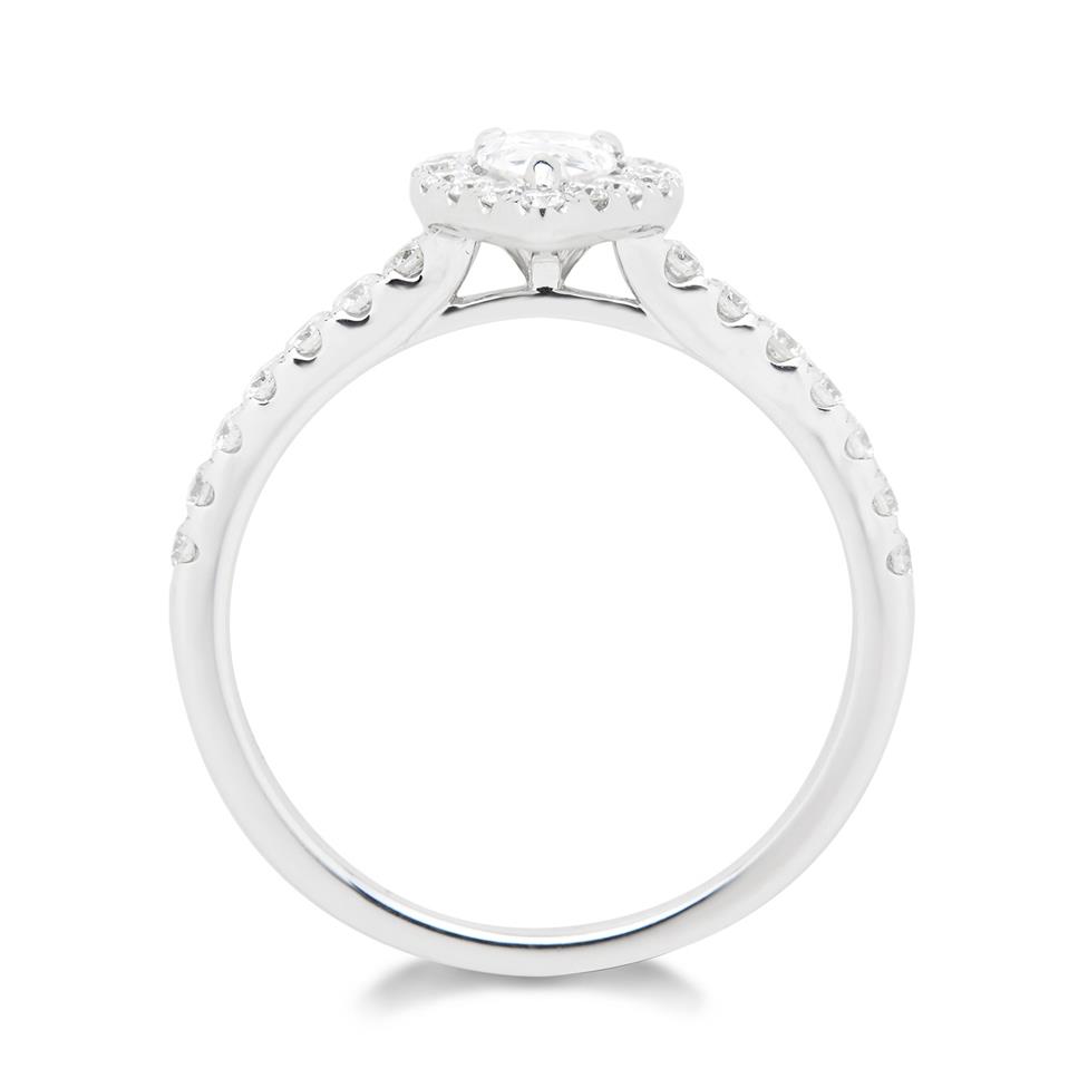 18ct White Gold Pear Shape 0.77ct Diamond Halo Ring Thumbnail Image 2