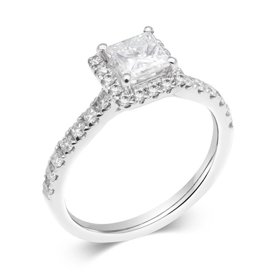 18ct White Gold Princess Cut 0.96ct Diamond Ring Thumbnail Image 1