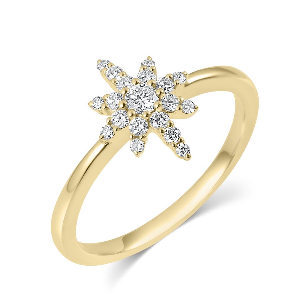 18ct Yellow Gold Star Design Diamond Dress Ring Thumbnail Image 0