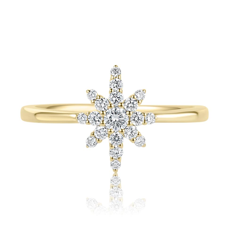 18ct Yellow Gold Star Design Diamond Dress Ring Thumbnail Image 2