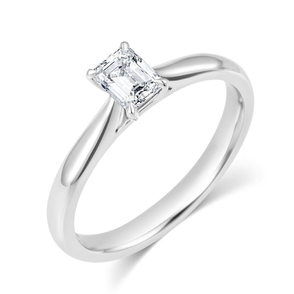 Platinum Emerald Cut Diamond Solitaire Engagement Ring 0.50ct Thumbnail Image 0