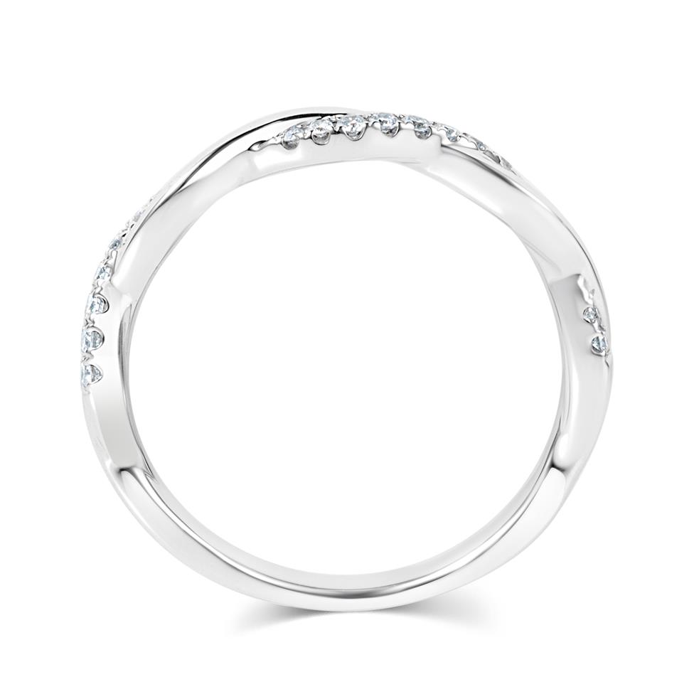 18ct White Gold Plait Design Diamond Set Wedding Ring 0.13ct Thumbnail Image 3