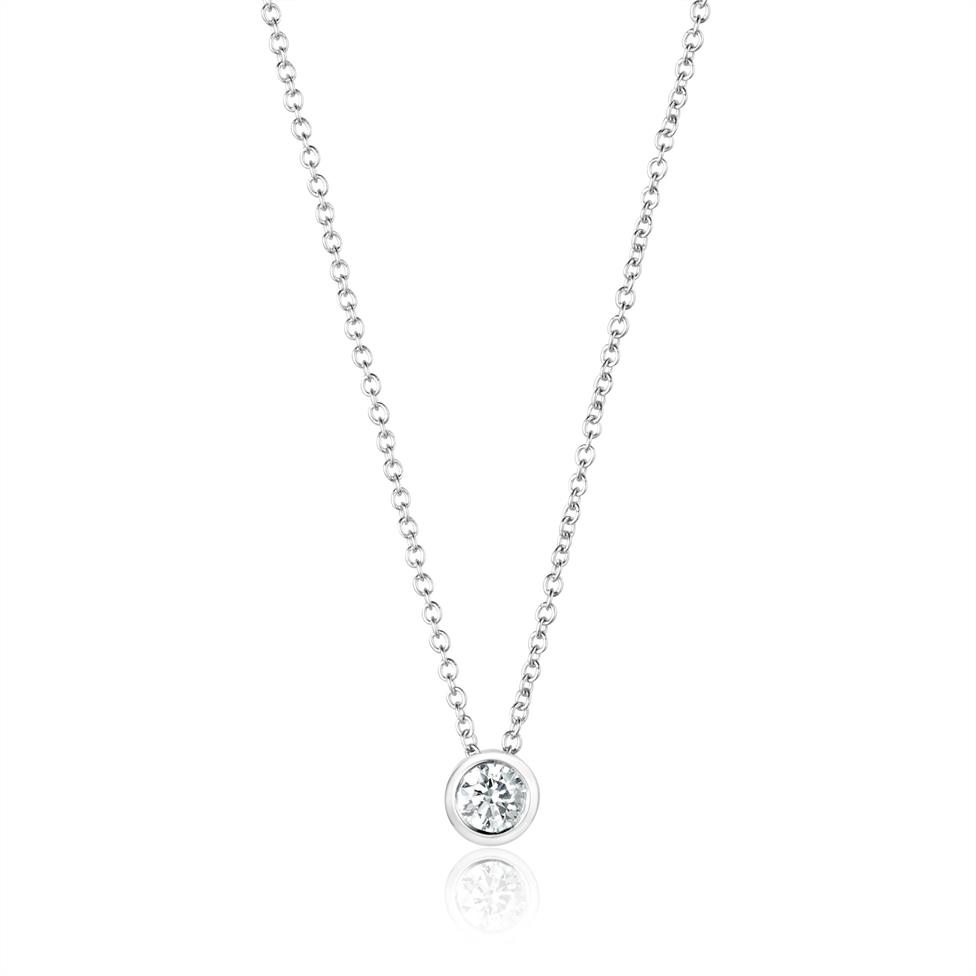18ct White Gold Diamond Solitaire Necklace 0.20ct Thumbnail Image 0
