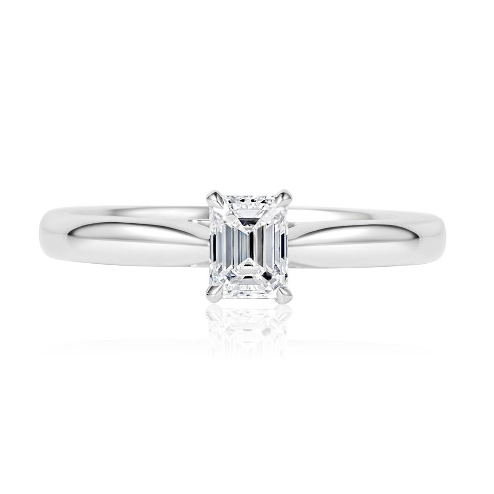 Platinum Emerald Cut Diamond Solitaire Engagement Ring 0.50ct Thumbnail Image 2