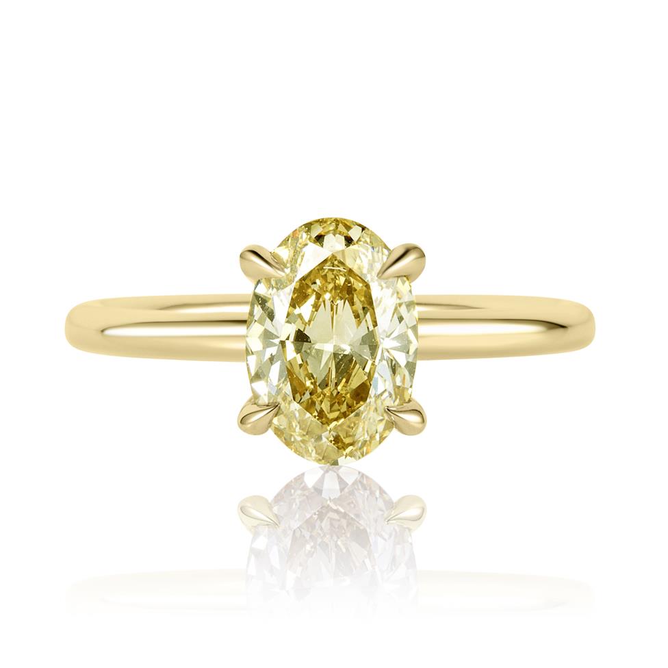 18ct Yellow Gold Oval Cut Champagne Diamond Solitaire Engagement Ring 1.58ct Thumbnail Image 2