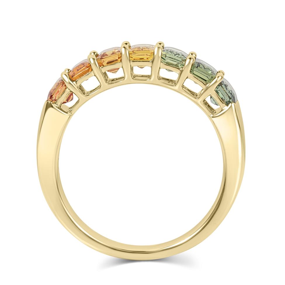 Samba 18ct Yellow Gold Emerald Cut Multicoloured Sapphire Dress Ring Thumbnail Image 4