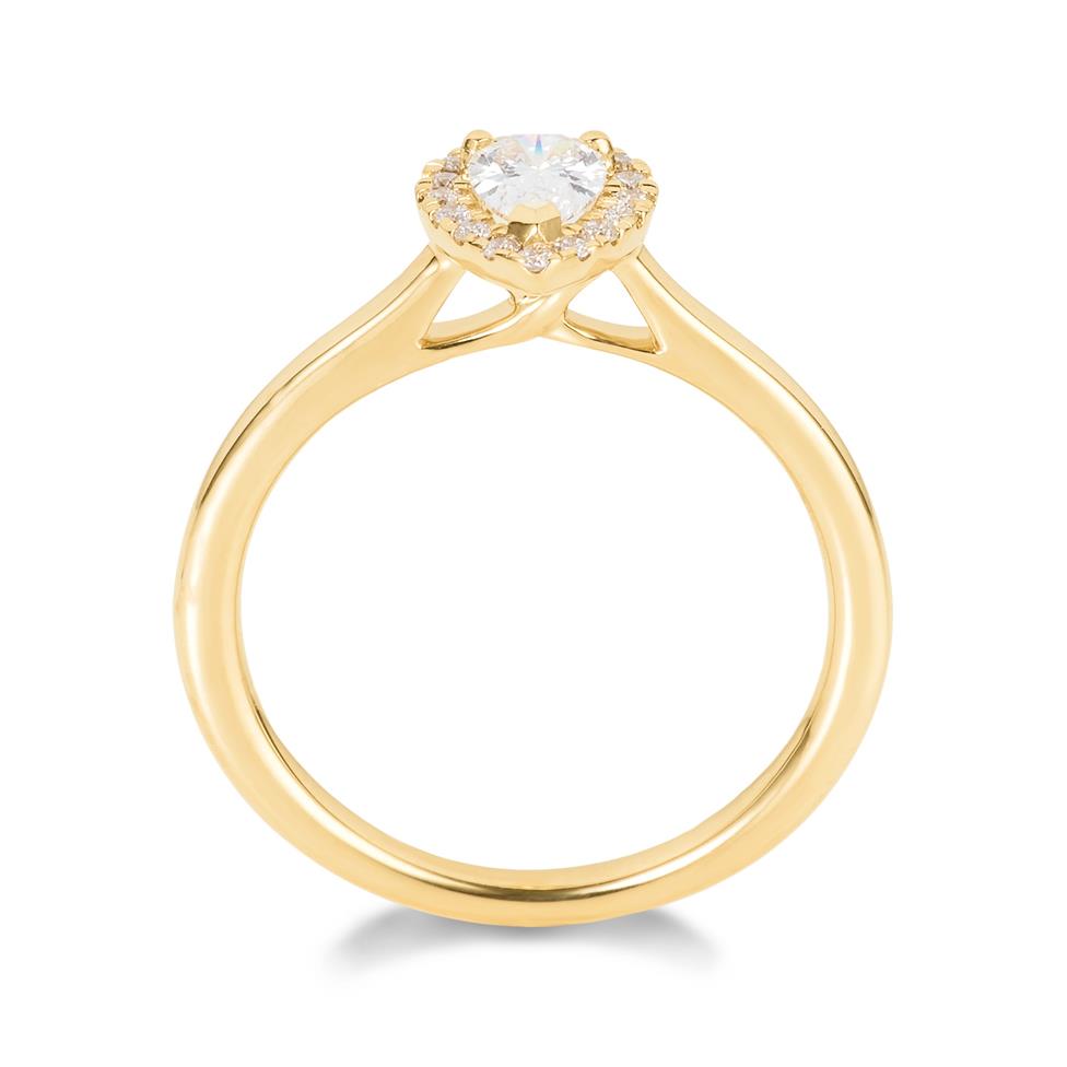 18ct Yellow Gold Pear Shape Halo Diamond Engagement Ring 0.40ct Thumbnail Image 2
