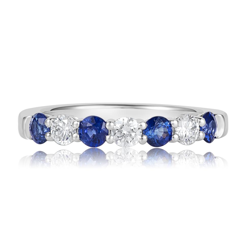 Platinum Sapphire and Diamond Half Eternity Ring Thumbnail Image 3