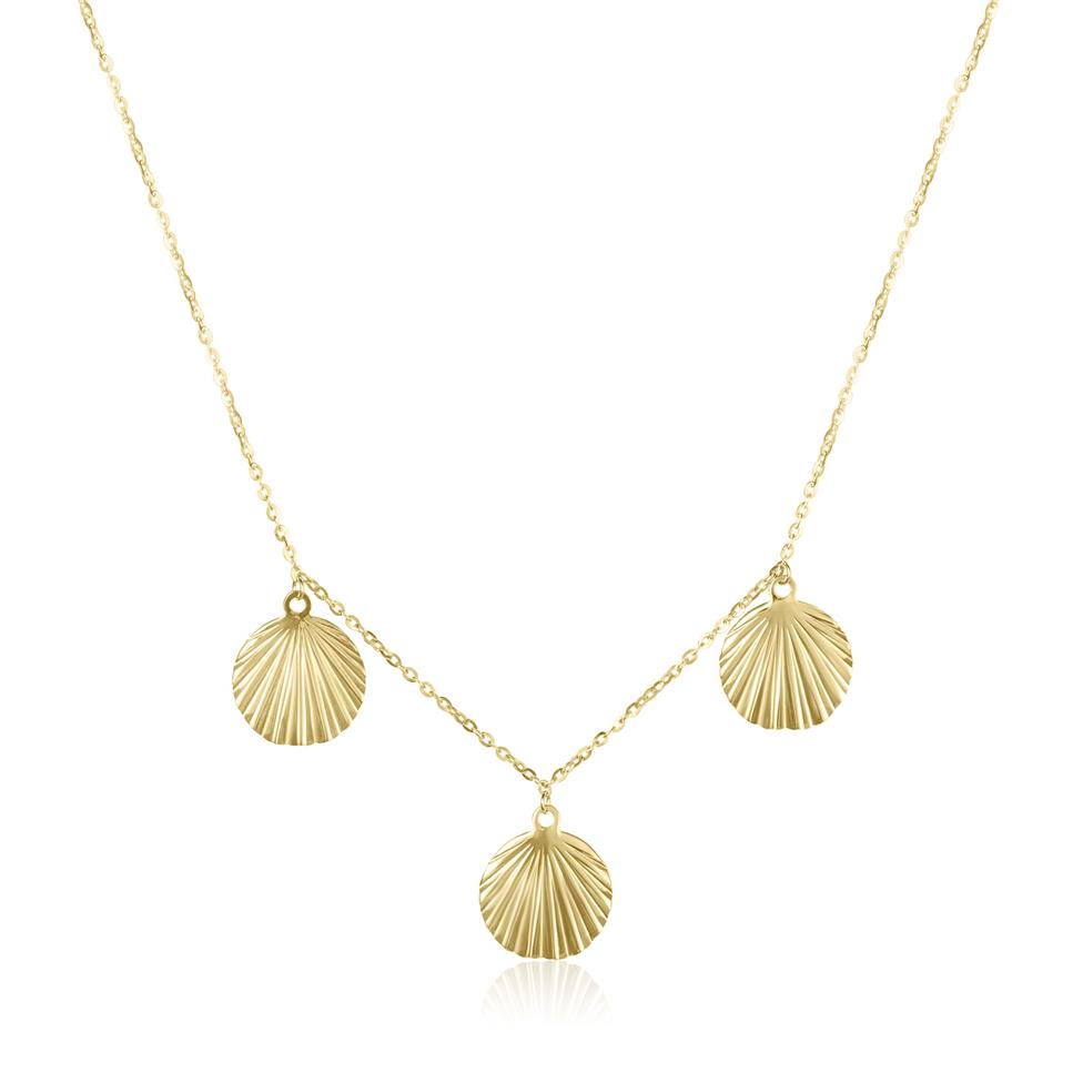 18ct Yellow Gold Triple Shell Design Necklace Thumbnail Image 0