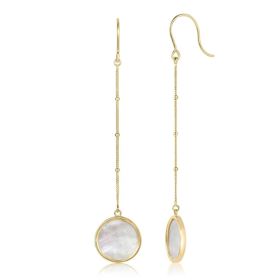 Nova 18ct Yellow Gold Mother of Pearl Drop Earrings Image 1