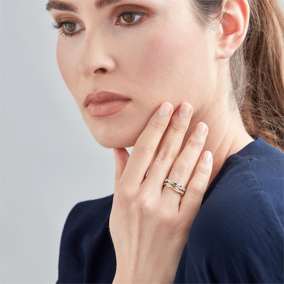 18ct White Gold Plait Design Diamond Set Wedding Ring 0.13ct Thumbnail Image 1
