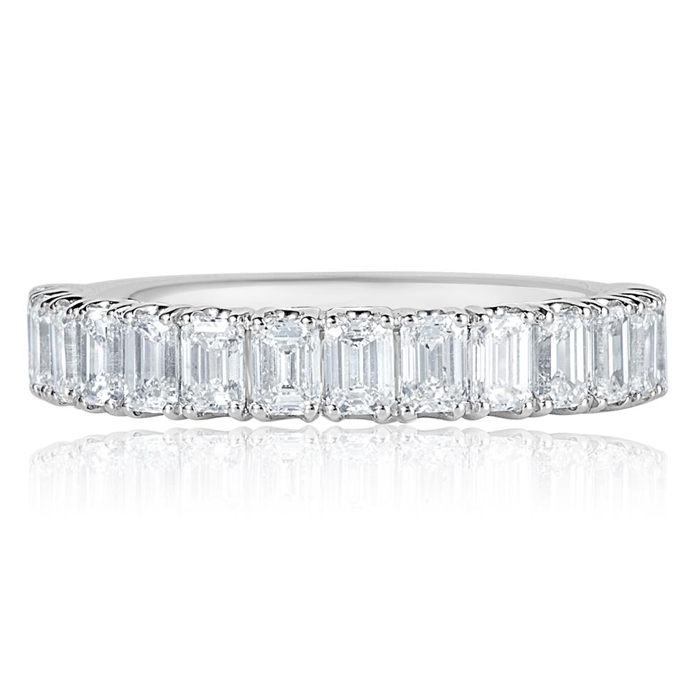 Platinum Emerald Cut Diamond Half Eternity Ring 1.60ct Thumbnail Image 2