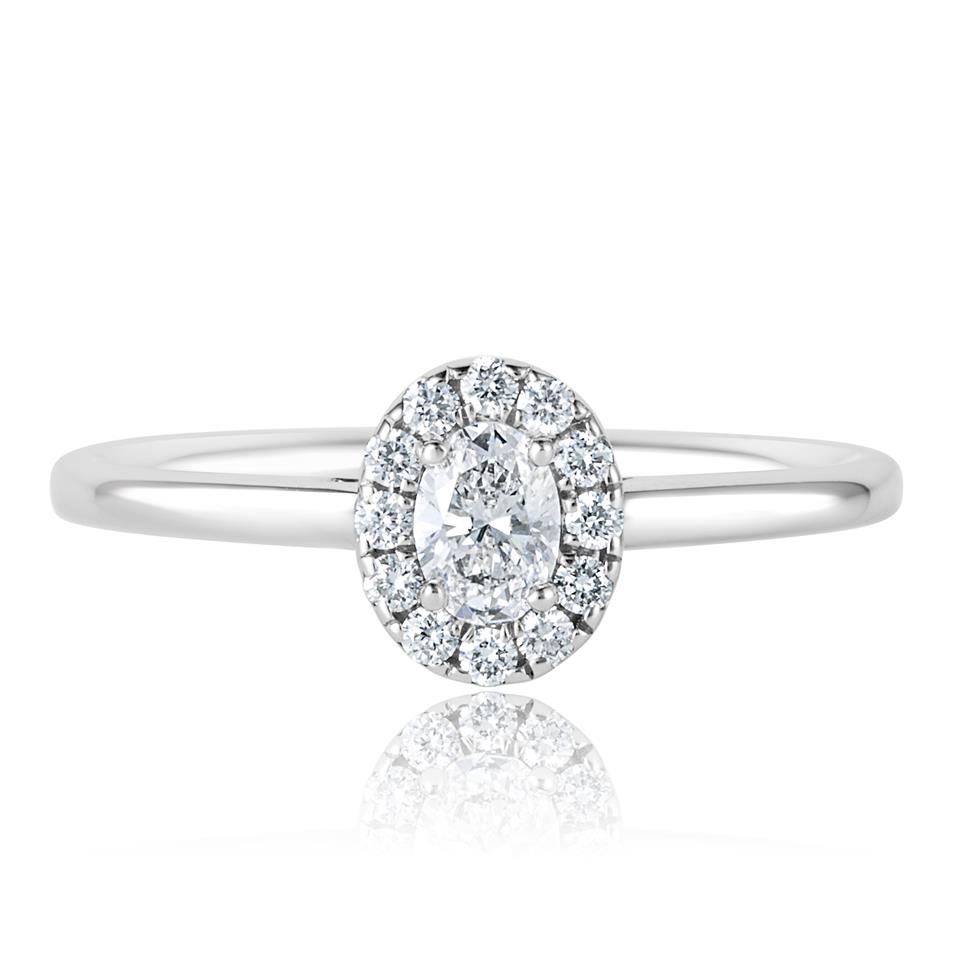 Platinum Oval Diamond Halo Engagement Ring 0.35ct Thumbnail Image 1