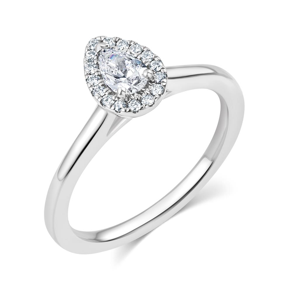 Platinum Pear Shape Diamond Halo Engagement Ring 0.35ct Thumbnail Image 0