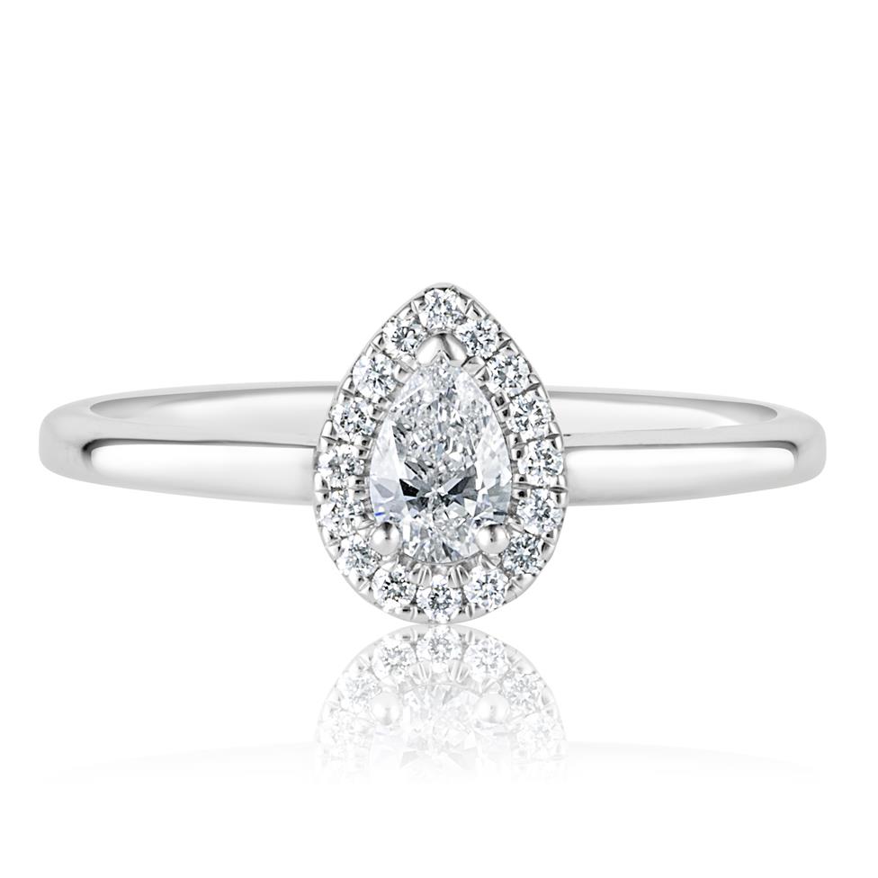 Platinum Pear Shape Diamond Halo Engagement Ring 0.35ct Thumbnail Image 1