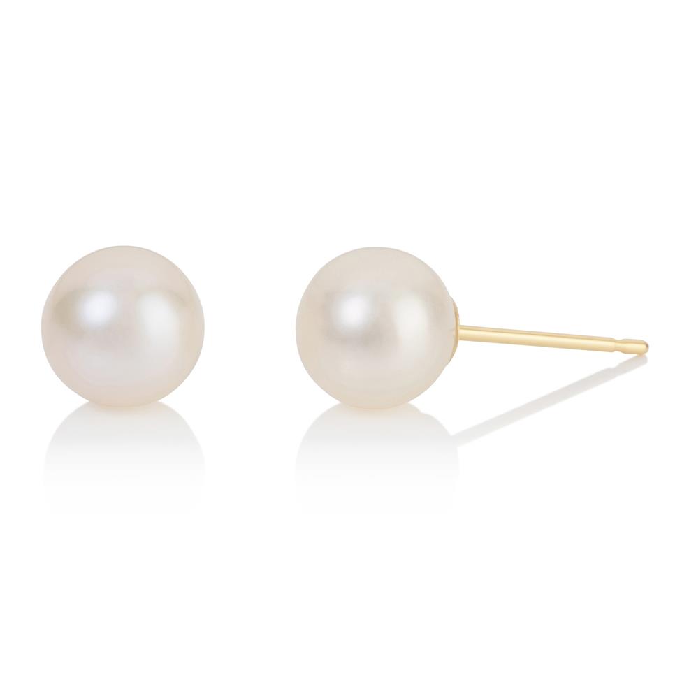 18ct Yellow Gold Freshwater Pearl Stud Earrings 6.5mm Thumbnail Image 0