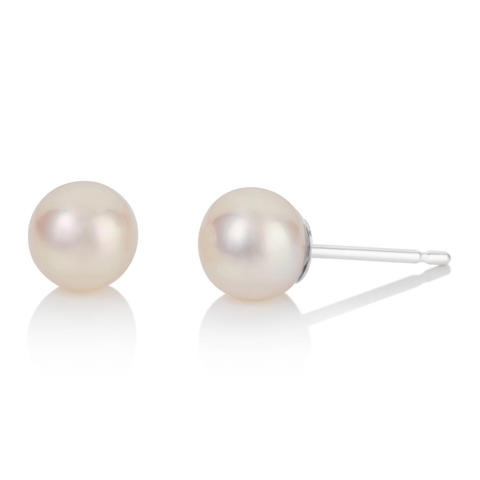 18ct White Gold Freshwater Pearl Stud Earrings 5mm Thumbnail Image 0