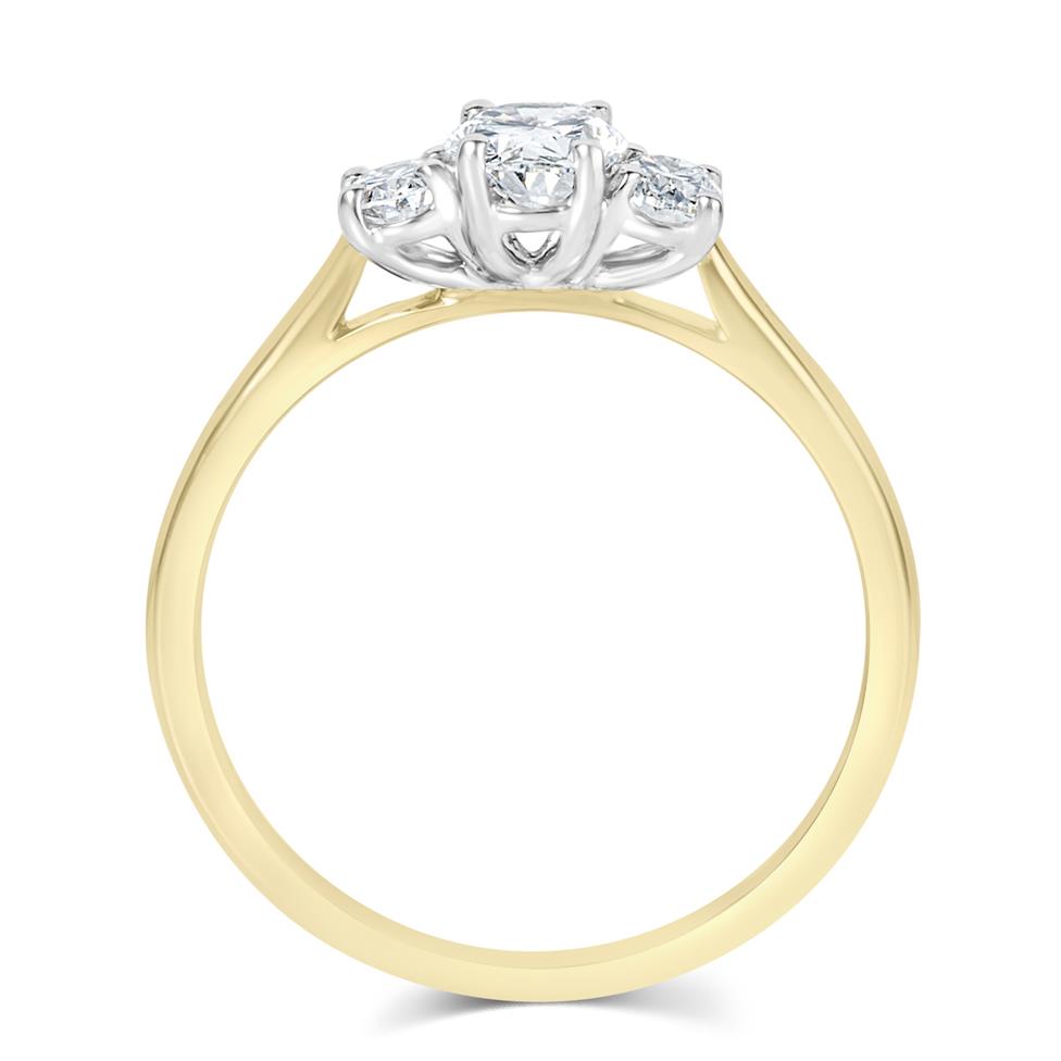 18ct Yellow Gold Oval Diamond Three Stone Engagement Ring 0.80ct Thumbnail Image 2