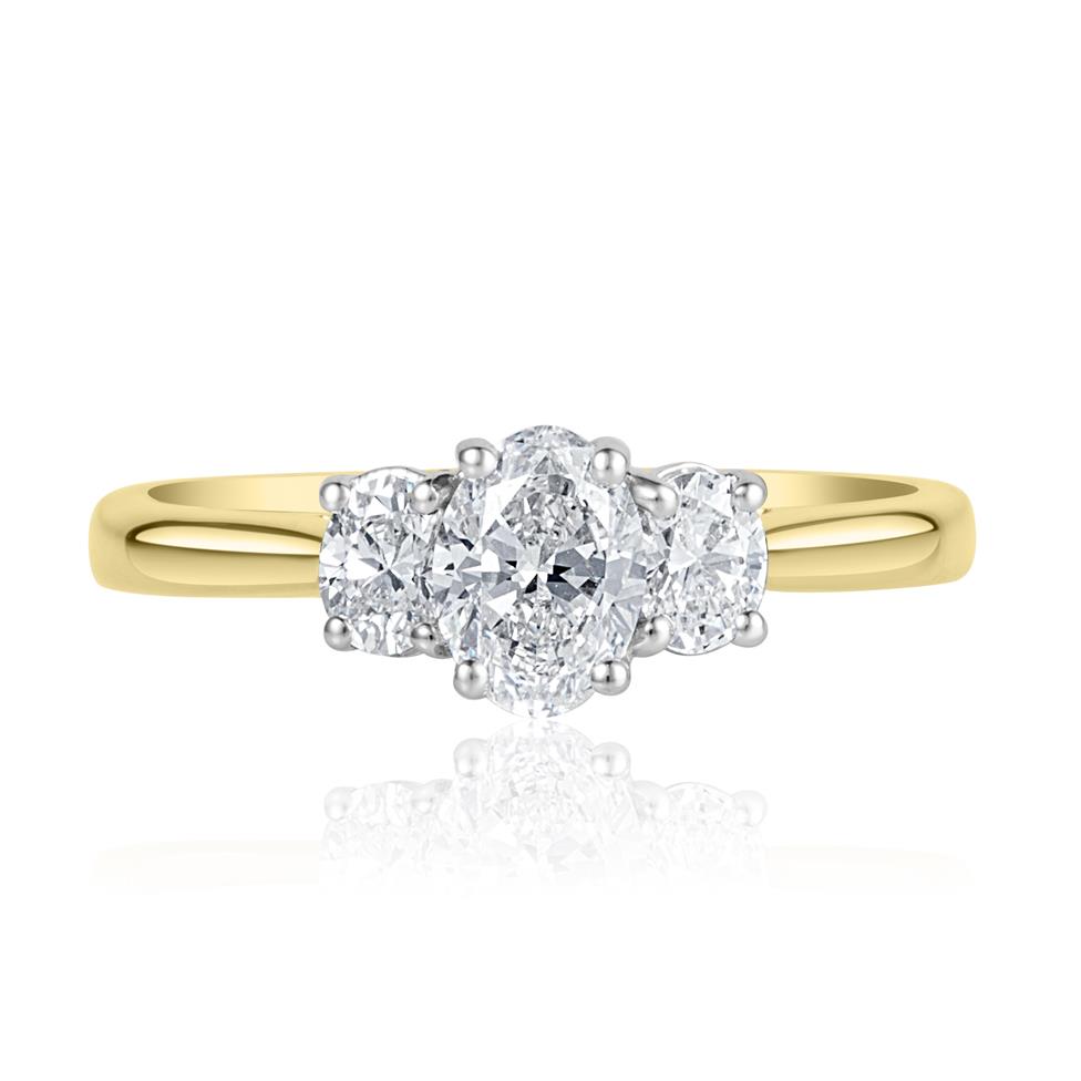 18ct Yellow Gold Oval Diamond Three Stone Engagement Ring 0.80ct Thumbnail Image 1