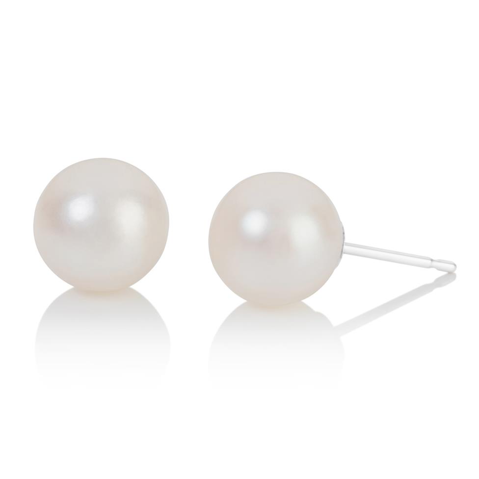 18ct White Gold Freshwater Pearl Stud Earrings 7mm Thumbnail Image 0