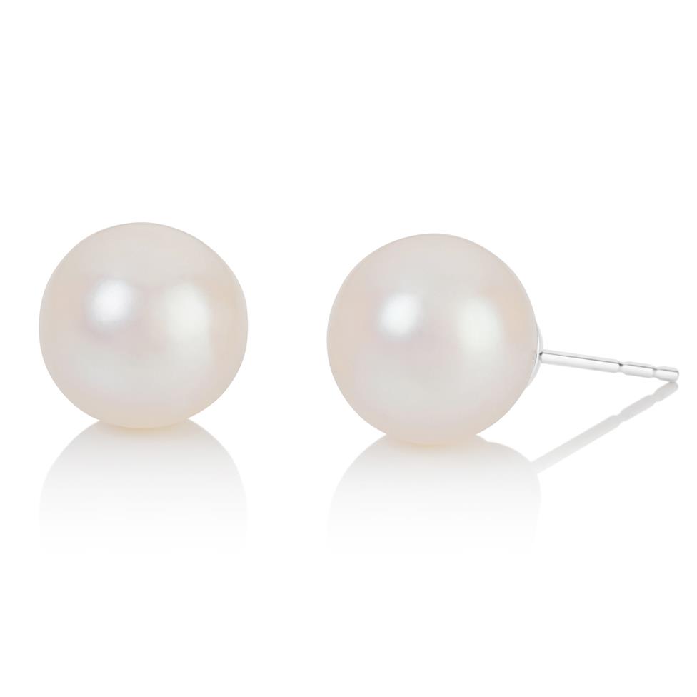 18ct White Gold Freshwater Pearl Stud Earrings 9mm Thumbnail Image 0