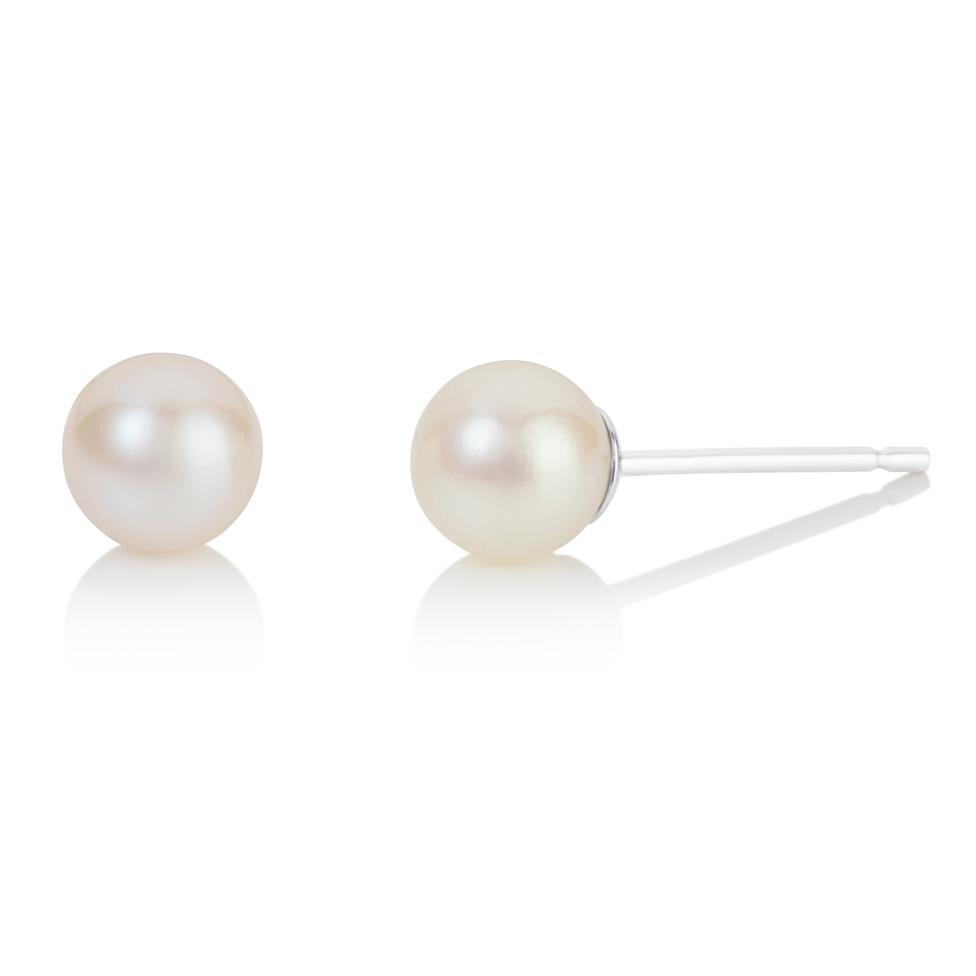 18ct White Gold Akoya AA Grade Pearl Stud Earrings 4.5mm Thumbnail Image 0