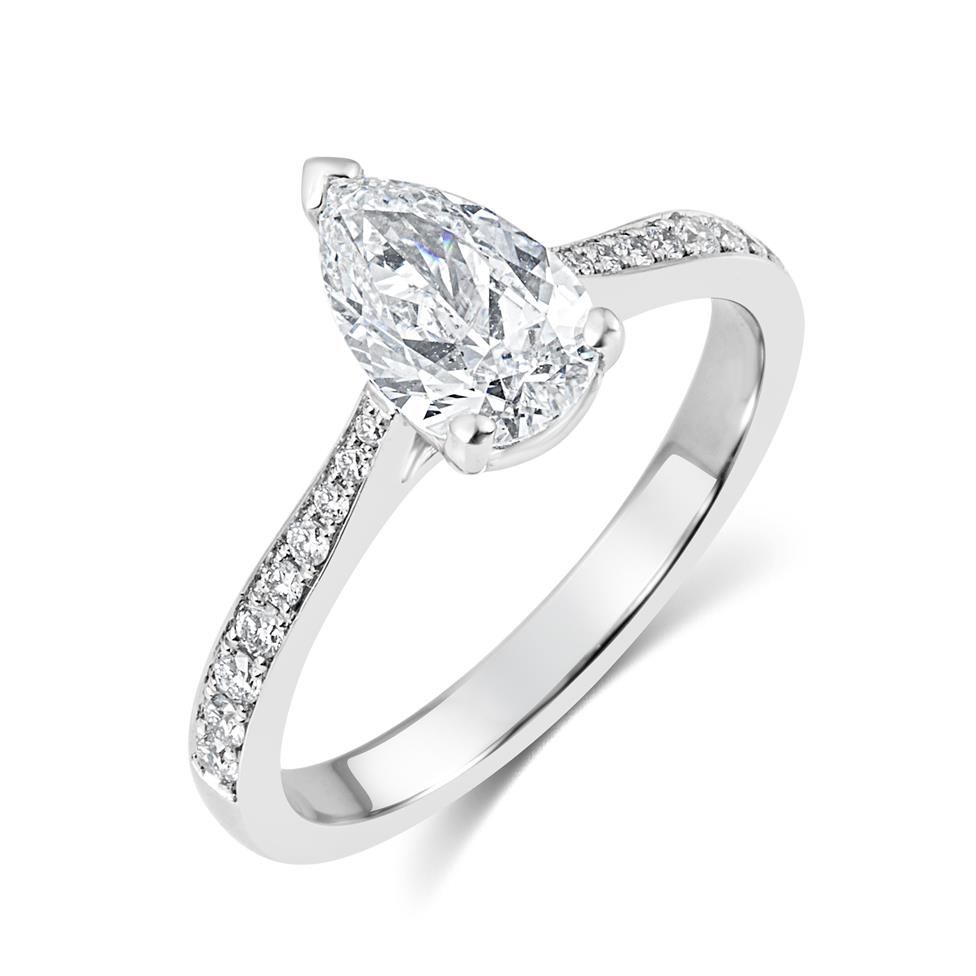 Platinum Pear Shape Diamond Solitaire Engagement Ring 1.15ct Thumbnail Image 0