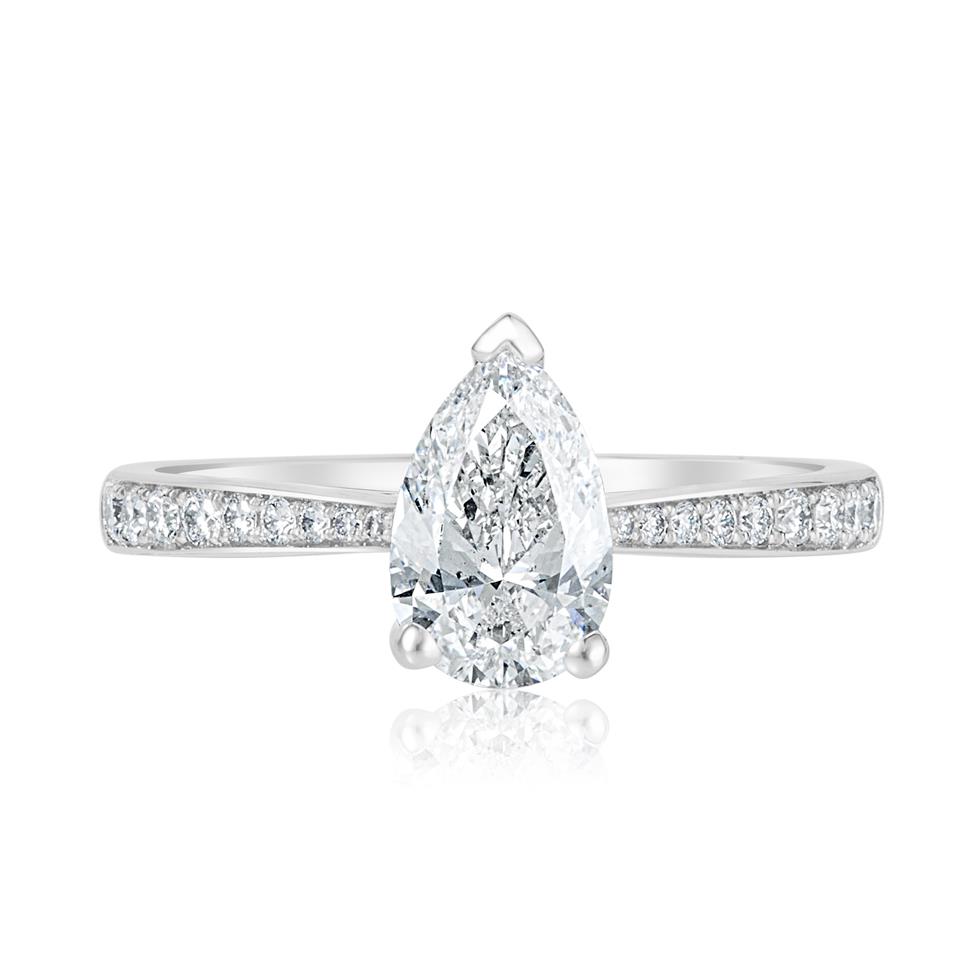 Platinum Pear Shape Diamond Solitaire Engagement Ring 1.15ct Thumbnail Image 2