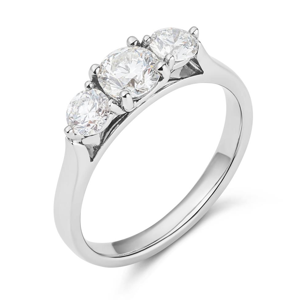 Platinum Diamond Three Stone Engagement Ring 0.90ct Thumbnail Image 0
