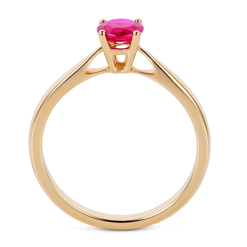 18ct Yellow Gold Ruby Solitaire Engagement Ring Thumbnail Image 2