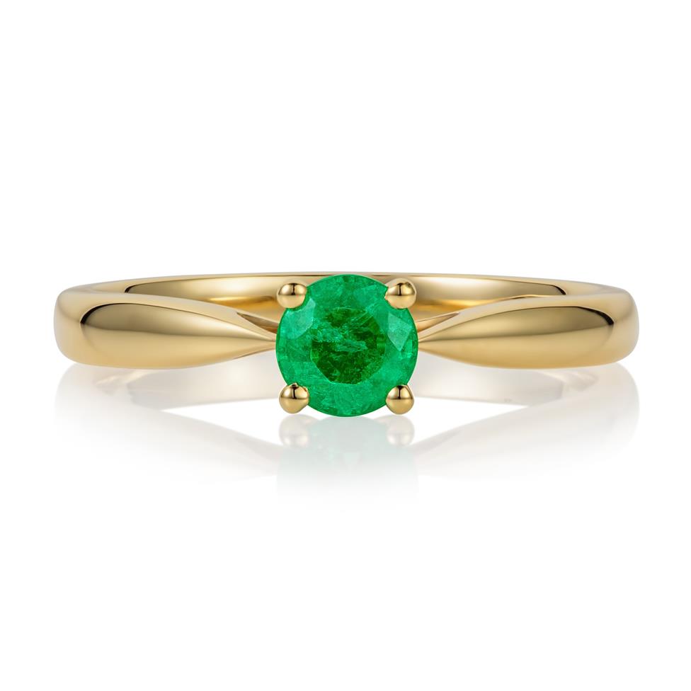 18ct Yellow Gold Emerald Solitaire Engagement Ring Thumbnail Image 0