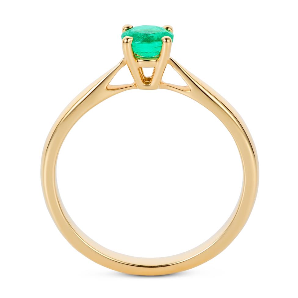 18ct Yellow Gold Emerald Solitaire Engagement Ring Thumbnail Image 2