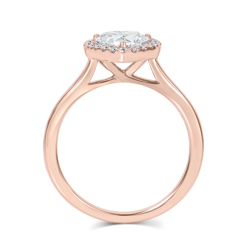 18ct Rose Gold Heart Shape Diamond Halo Engagement Ring 1.06ct Thumbnail Image 3