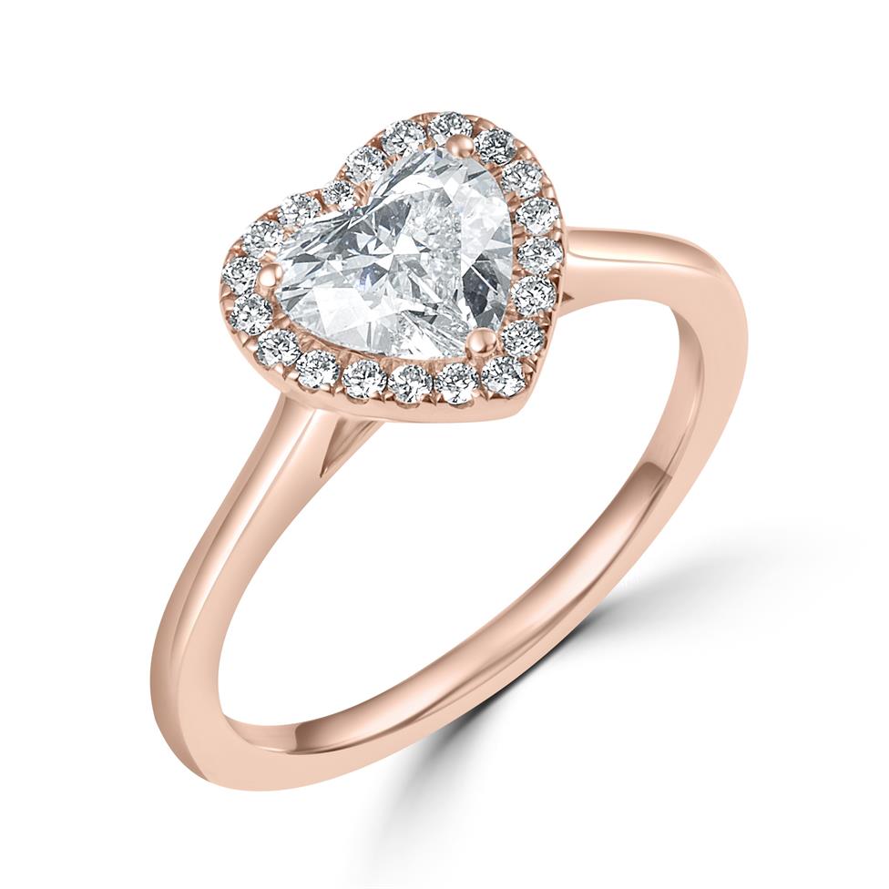 18ct Rose Gold Heart Shape Diamond Halo Engagement Ring 1.06ct Thumbnail Image 0