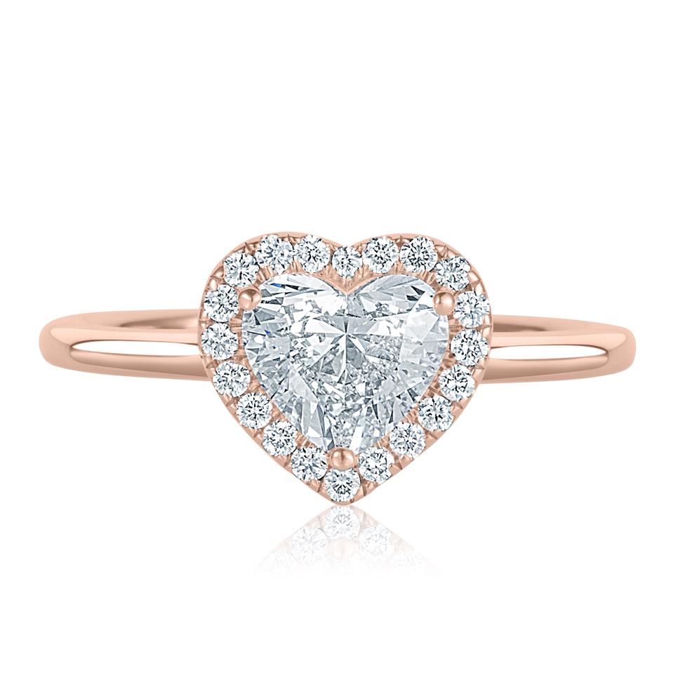 18ct Rose Gold Heart Shape Diamond Halo Engagement Ring 1.06ct Thumbnail Image 2