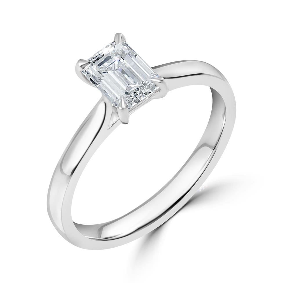 Platinum Emerald Cut Diamond Solitaire Engagement Ring 1.00ct Thumbnail Image 0