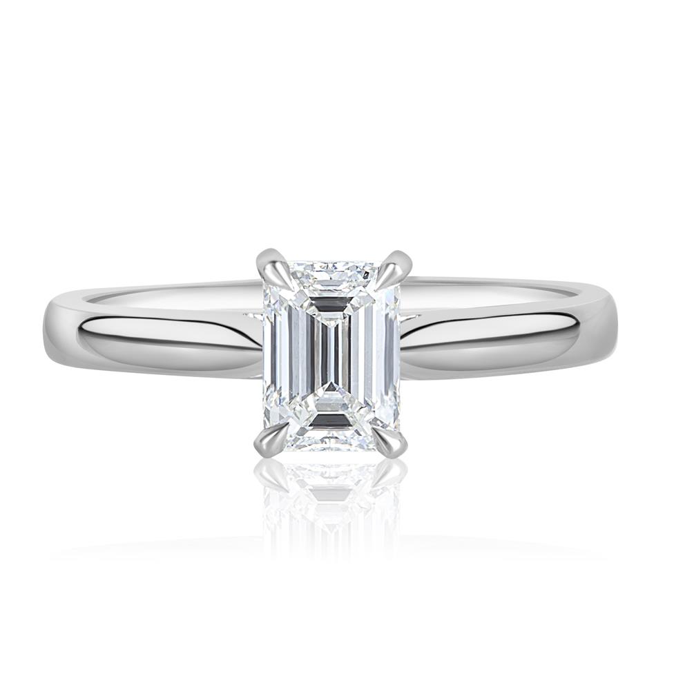 Platinum Emerald Cut Diamond Solitaire Engagement Ring 1.00ct Thumbnail Image 1