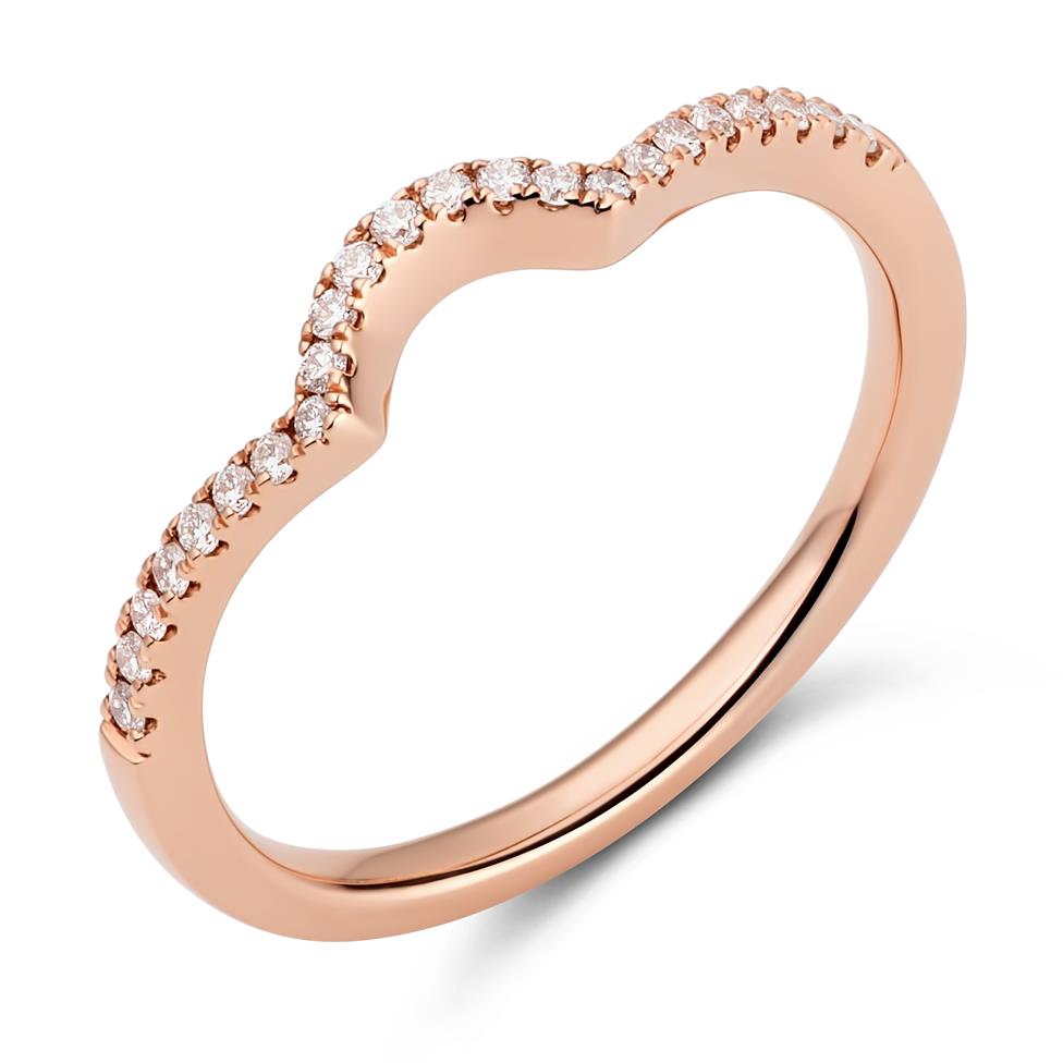 18ct Rose Gold Shaped Diamond Set Wedding Ring 0.12ct Thumbnail Image 0