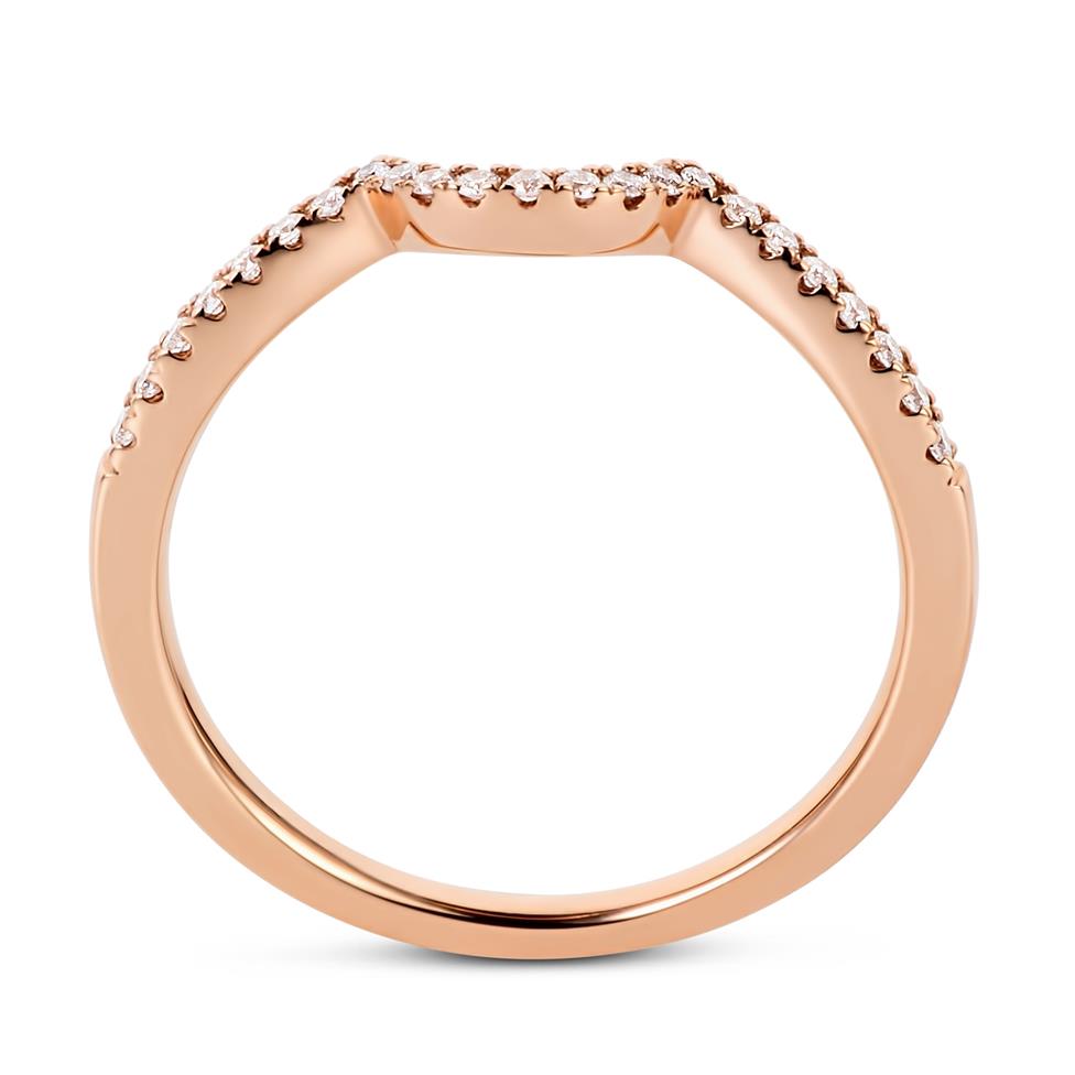 18ct Rose Gold Shaped Diamond Set Wedding Ring 0.12ct Thumbnail Image 2