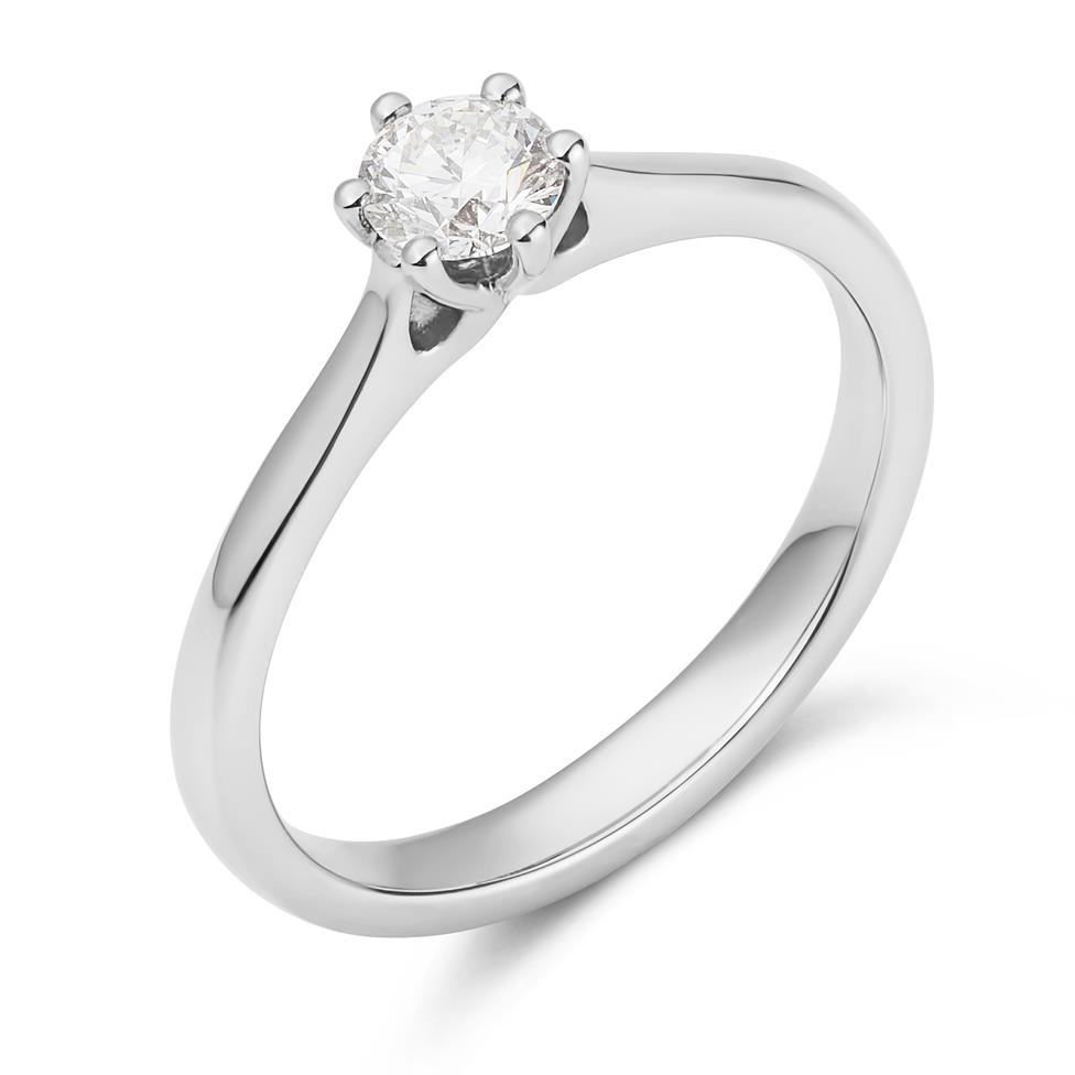 Platinum Six Claw Design Diamond Solitaire Engagement Ring 0.35ct Thumbnail Image 0