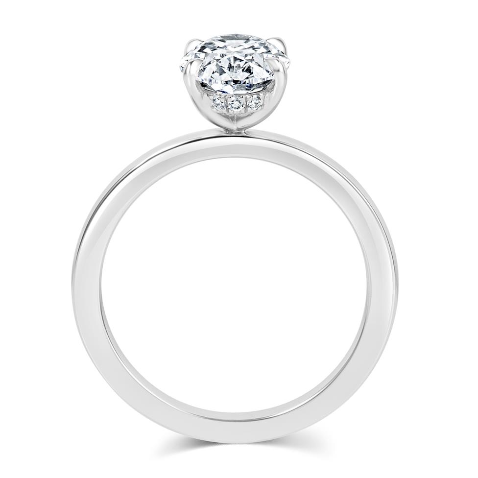 Platinum Bezel Detail Oval Diamond Solitaire Engagement Ring 1.90ct Thumbnail Image 3