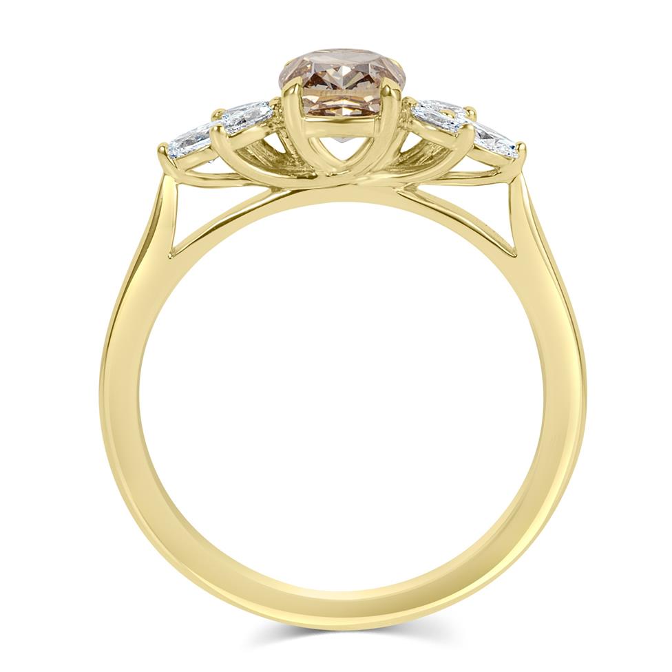 18ct Yellow Gold Cushion Cut Cognac Diamond Engagement Ring 1.02ct Thumbnail Image 3