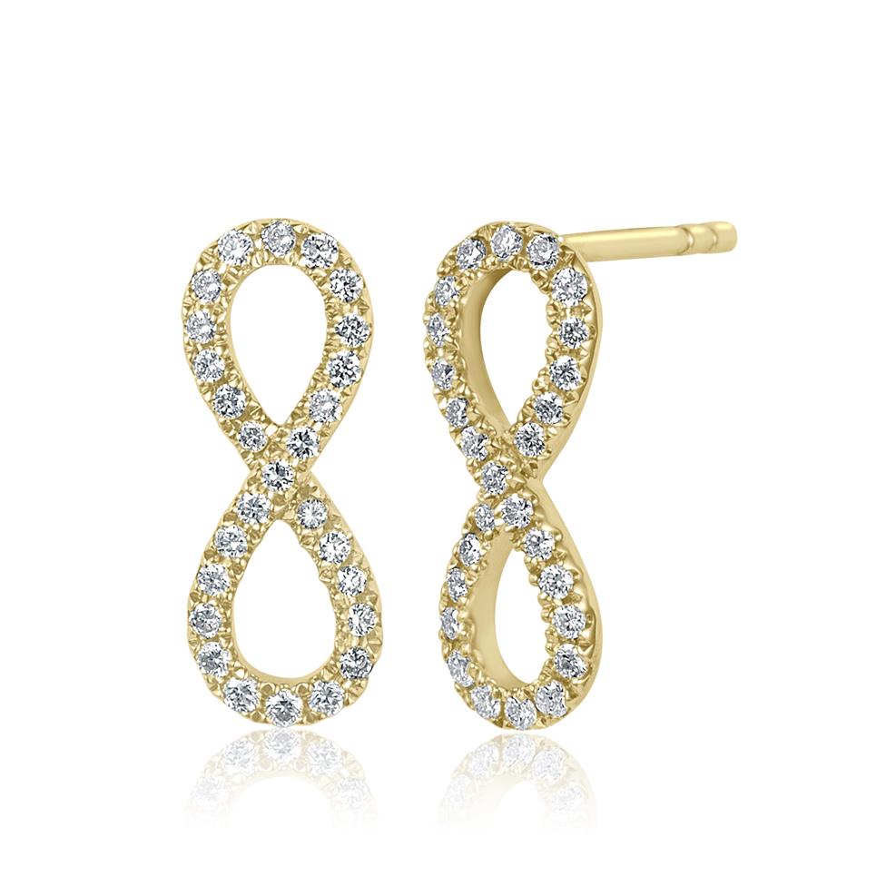 Infinity 18ct Yellow Gold Diamond Earrings 0.16ct Thumbnail Image 0